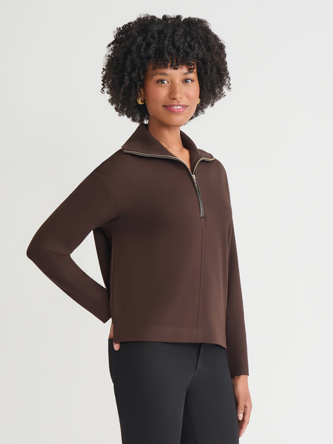 Quarter Zip Pull-Over Top, Serenity Knit