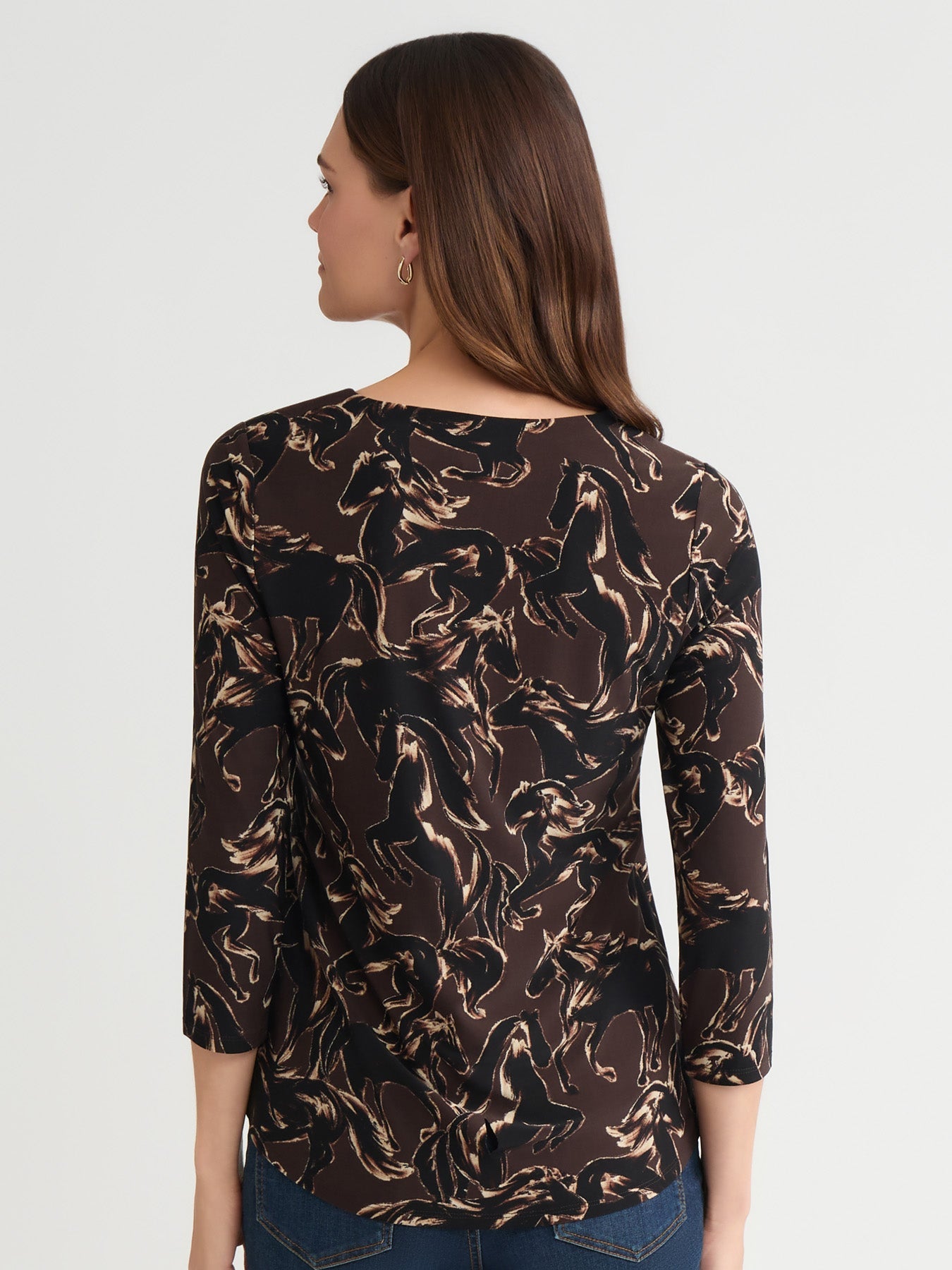 Keyhole Neck Print Pullover Top