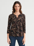 Petite Keyhole Neck Print Pullover Top