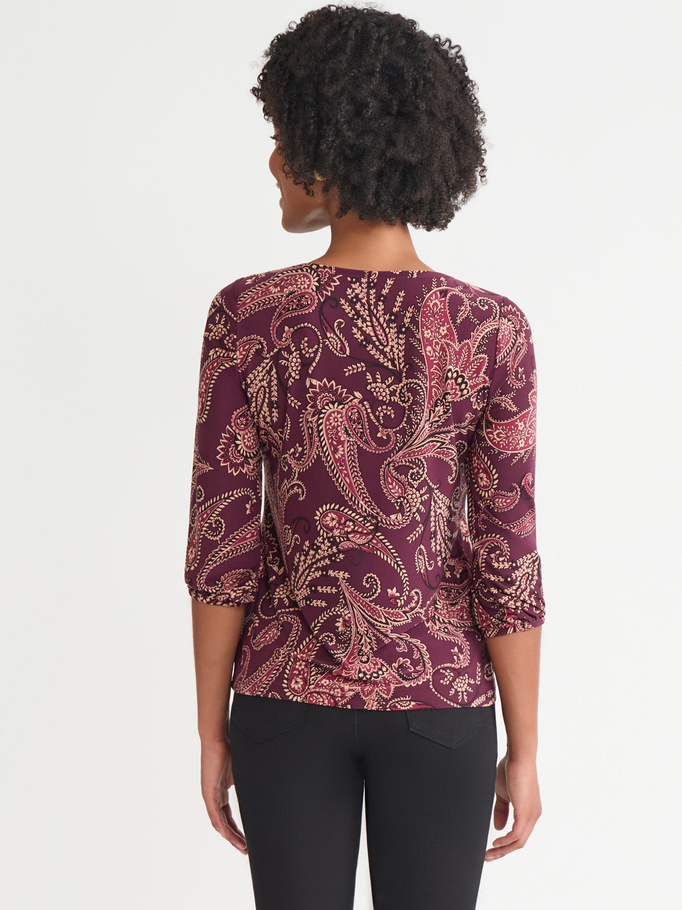 Petite Printed Moss Crepe Puff Sleeve Top