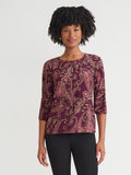 Plus Printed Moss Crepe Puff Sleeve Top