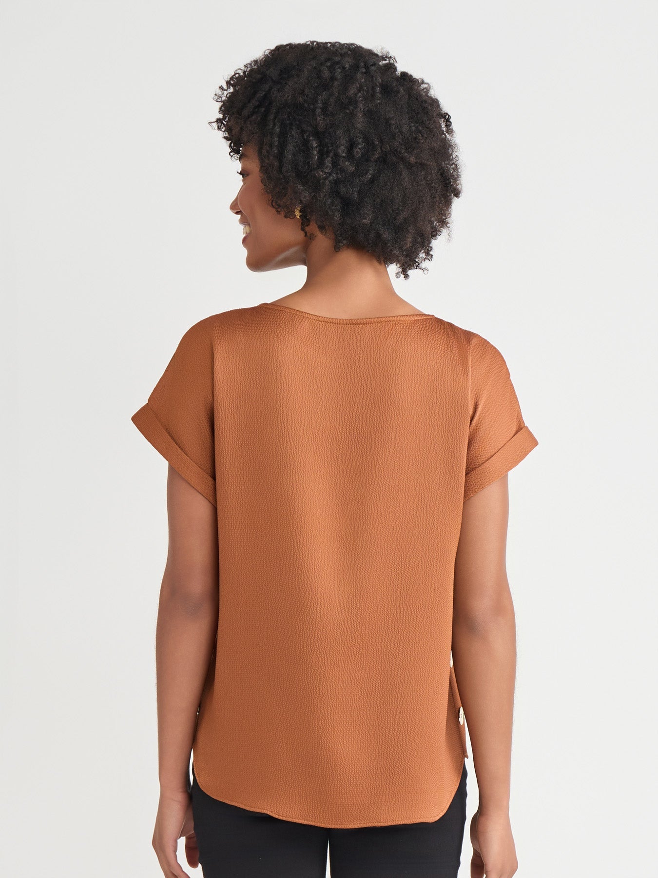 Side Button Blouse, Jasper Crepe