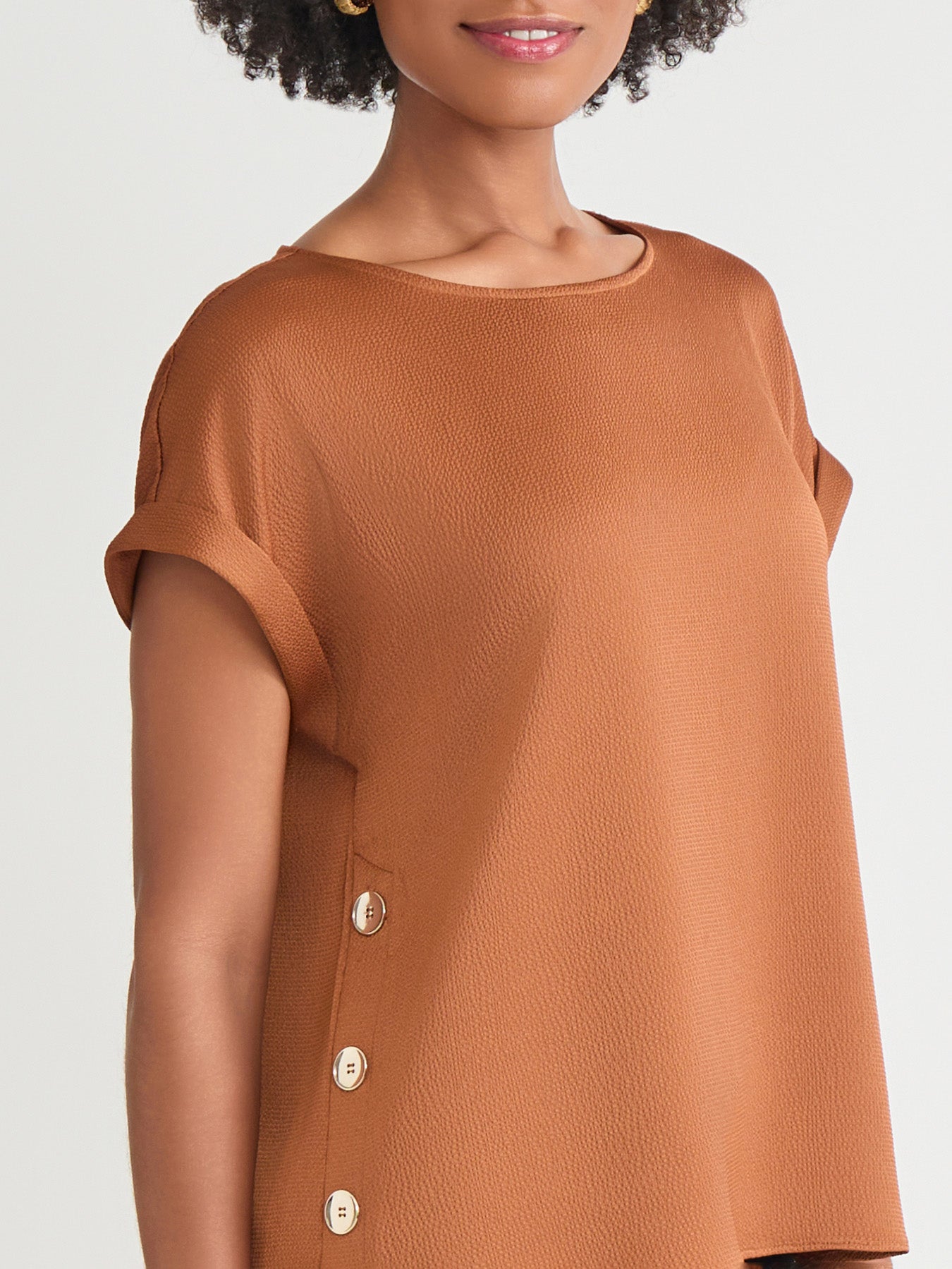 Side Button Blouse, Jasper Crepe