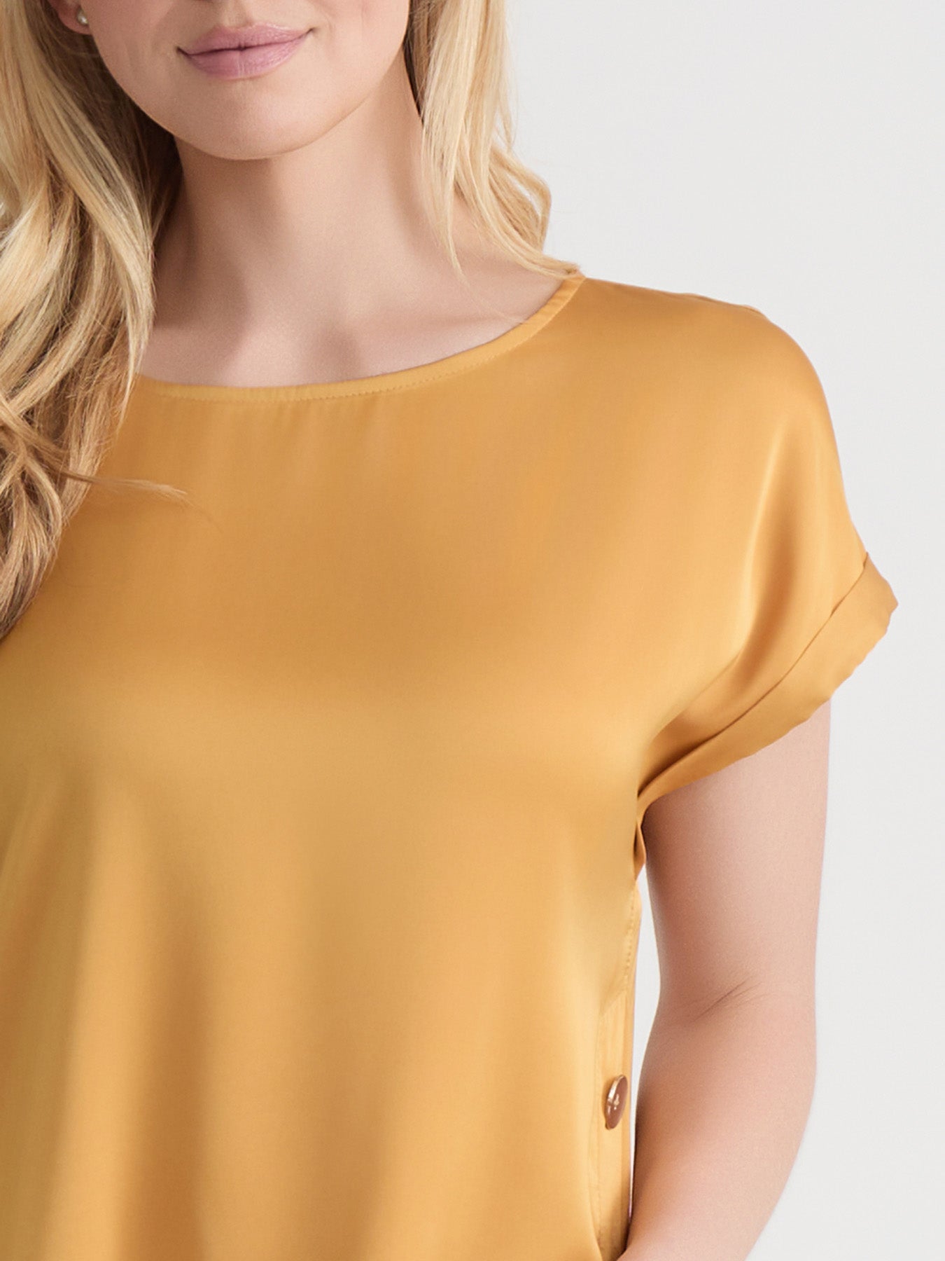 Side Button Blouse, Hammered Satin