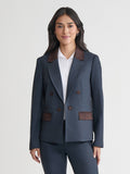 Petite Faux Double Breasted Jacket, Scuba Suede