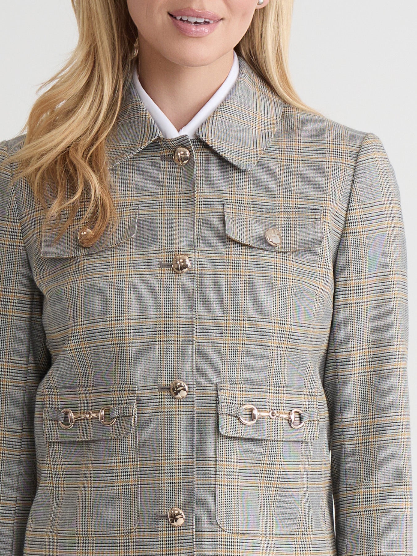 Petite Button Down Jacket, Glen Plaid