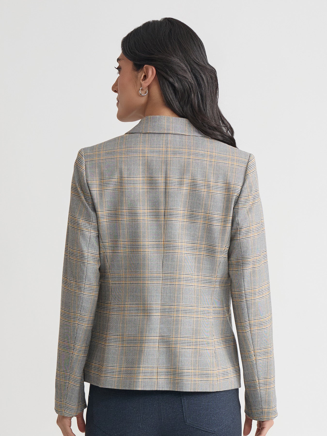 Faux Double Breasted Jacket, Glen Plaid