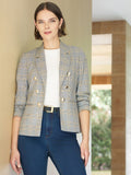 Faux Double Breasted Jacket, Glen Plaid