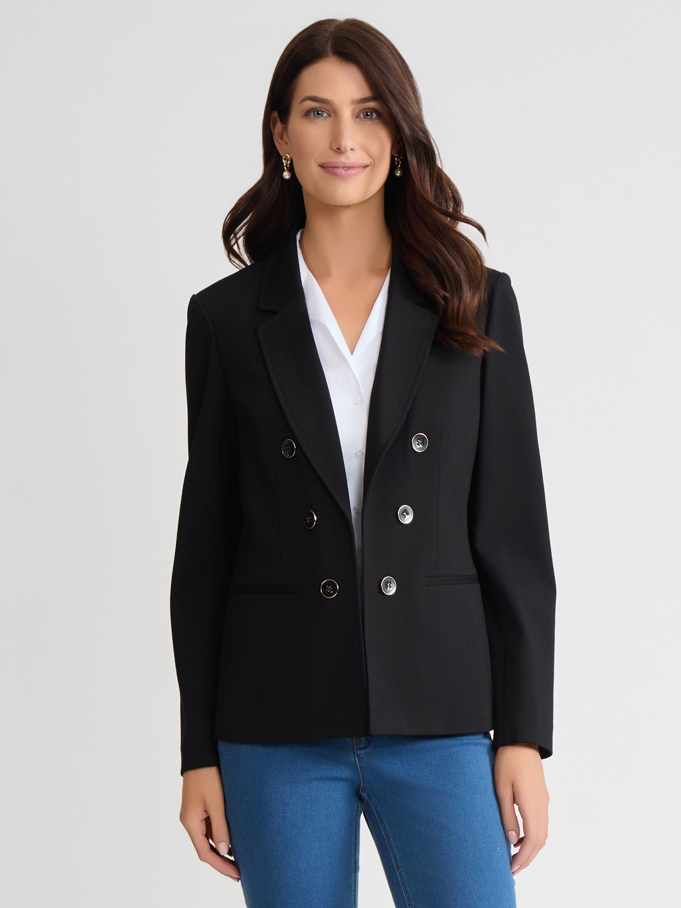 Petite Faux Double Breasted Jacket, Modern Compression