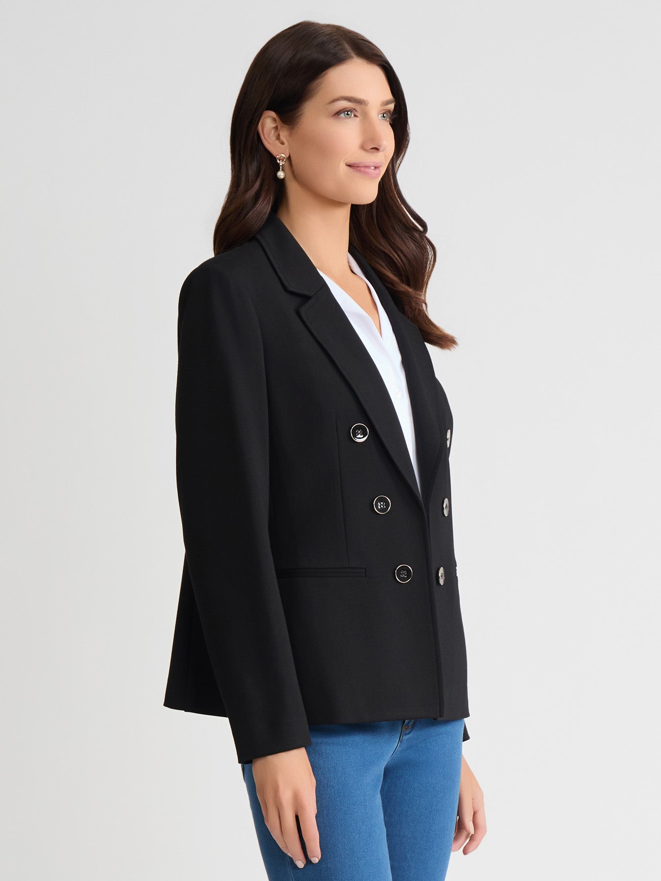Petite Faux Double Breasted Jacket, Modern Compression