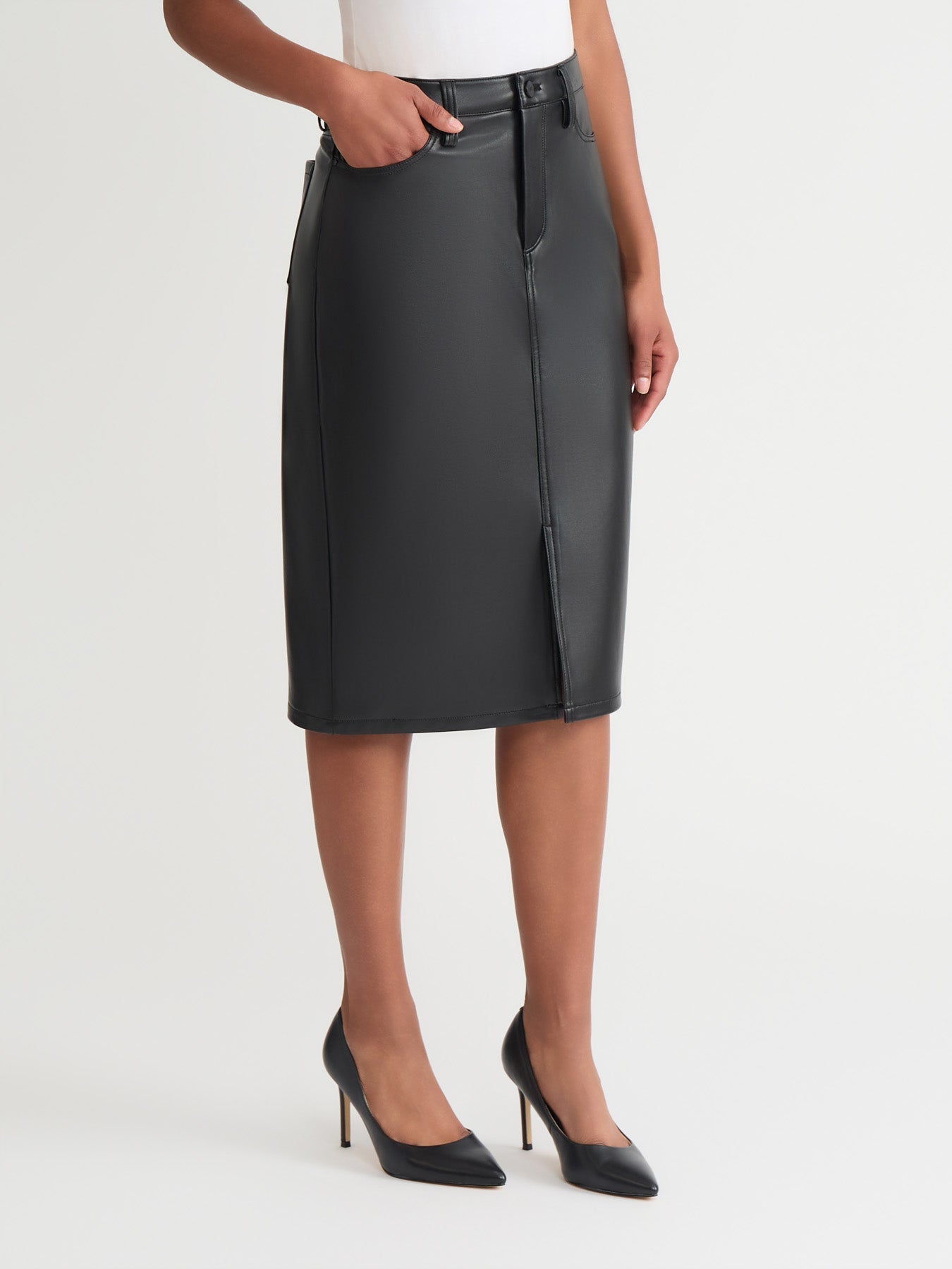 Midi Skirt, Vegan Leather