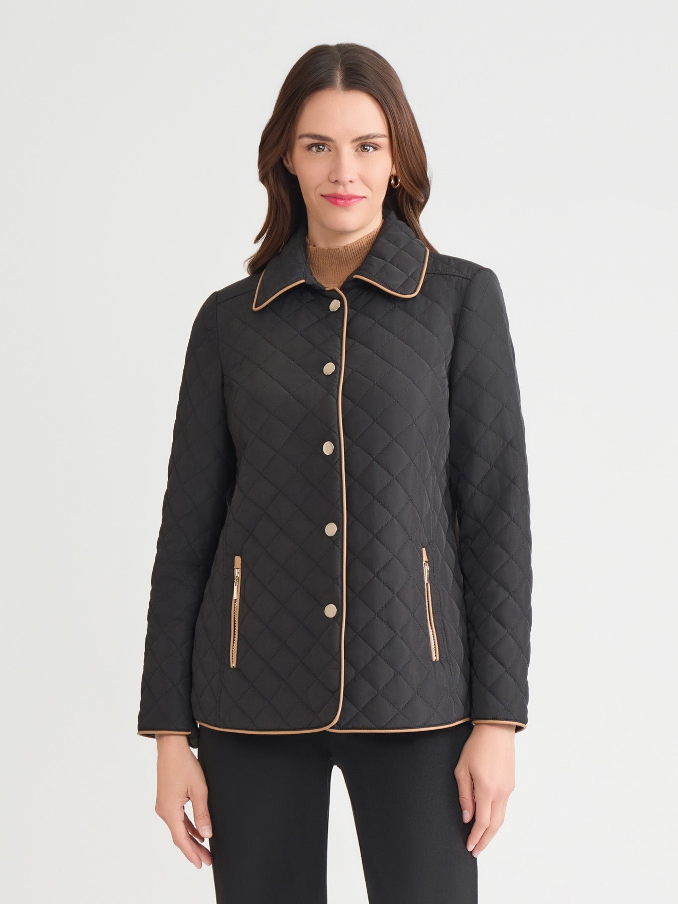 Plus Five-Button Quilted Jacket