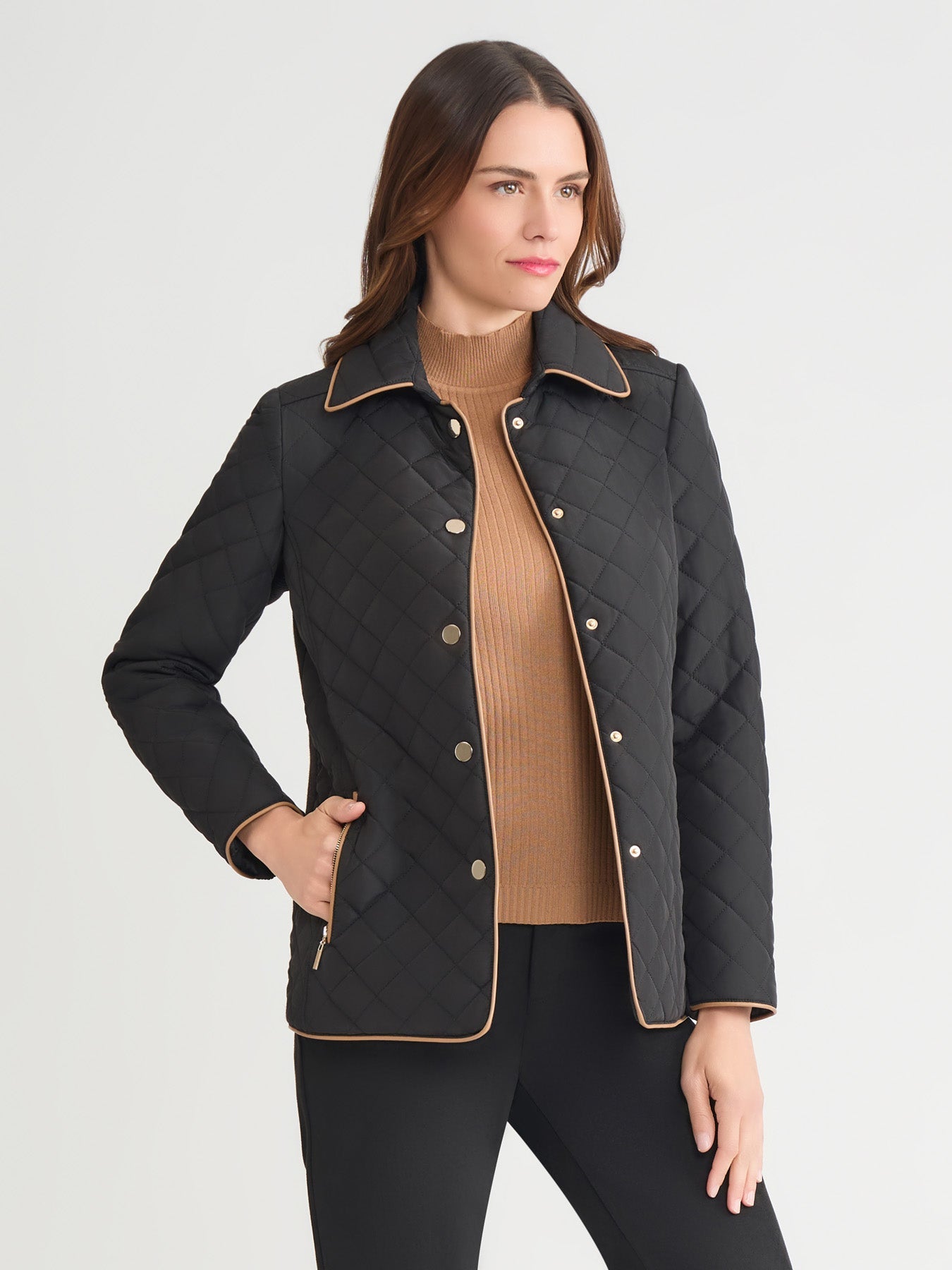 Plus Five-Button Quilted Jacket