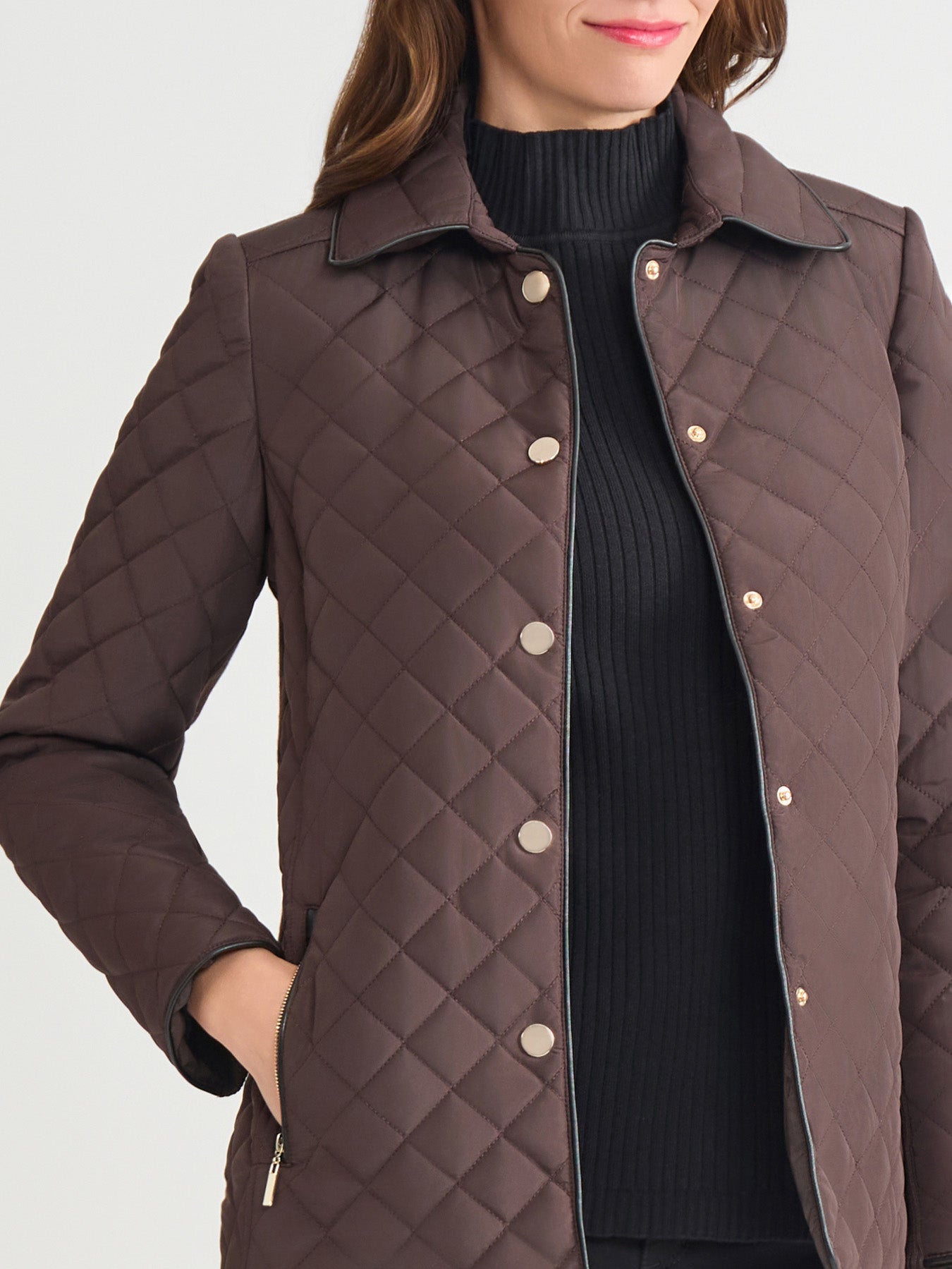 Petite Five-Button Quilted Jacket