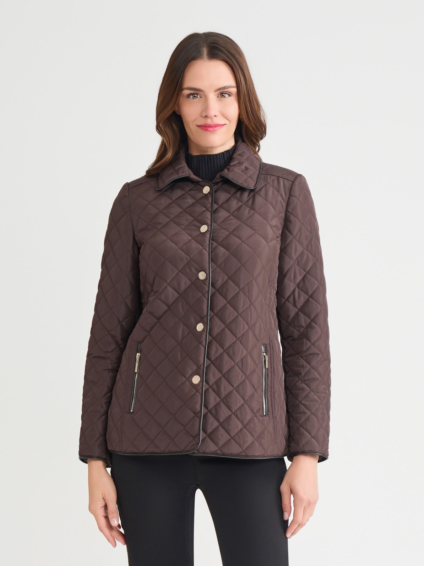 Plus Five-Button Quilted Jacket