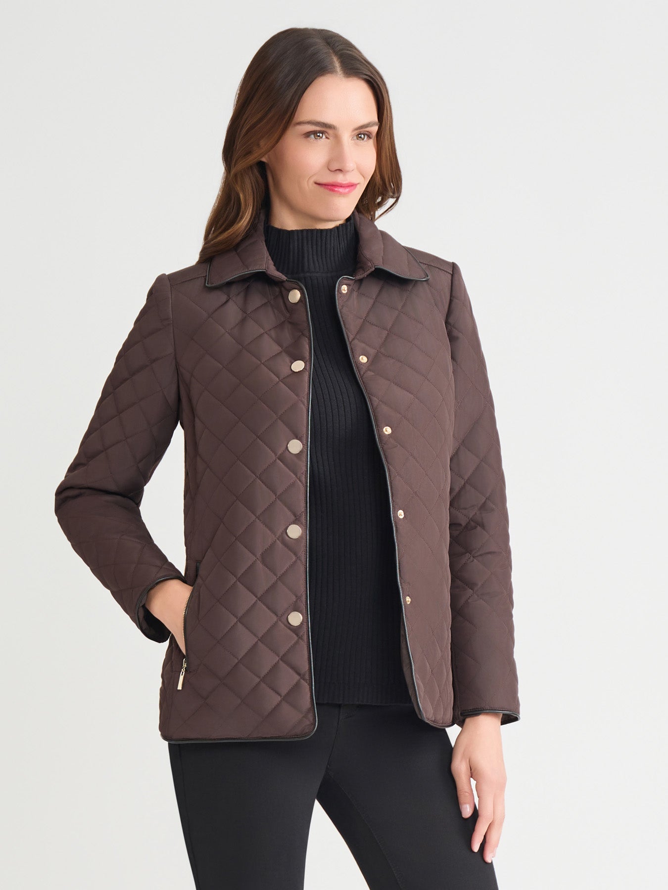 Petite Five-Button Quilted Jacket