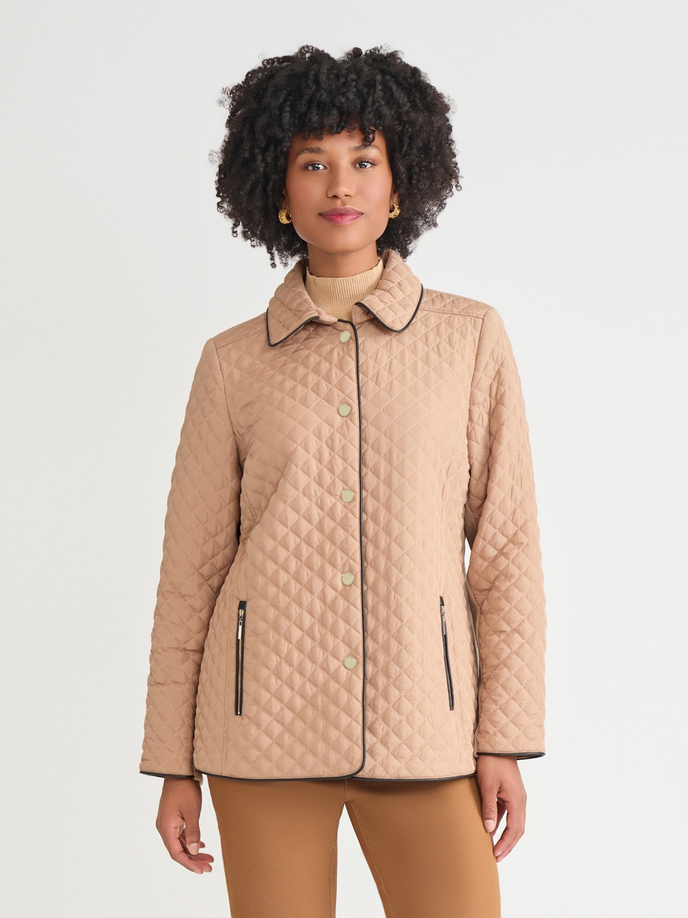 Plus Five-Button Quilted Jacket