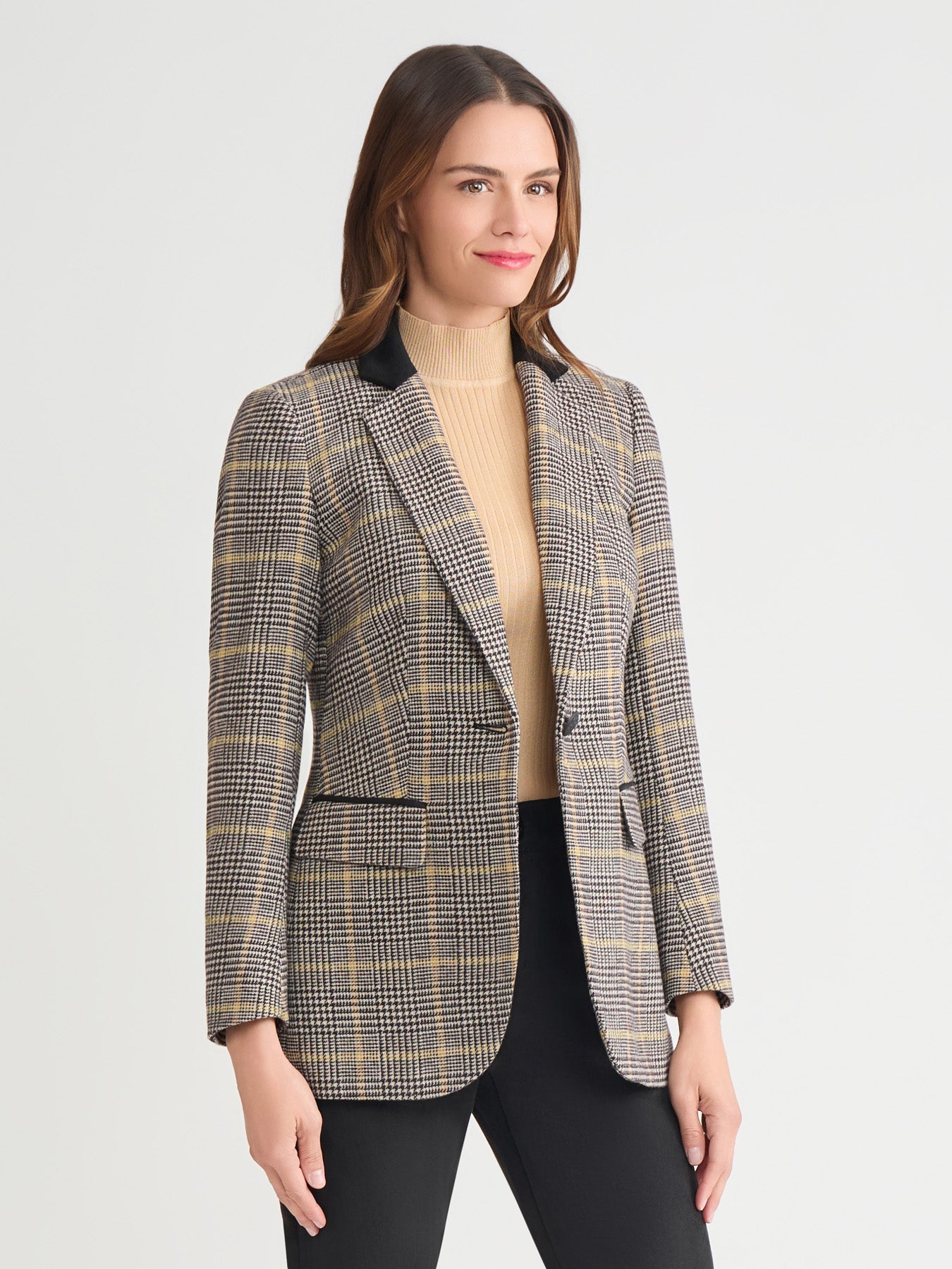 One Button Elbow Patch Blazer