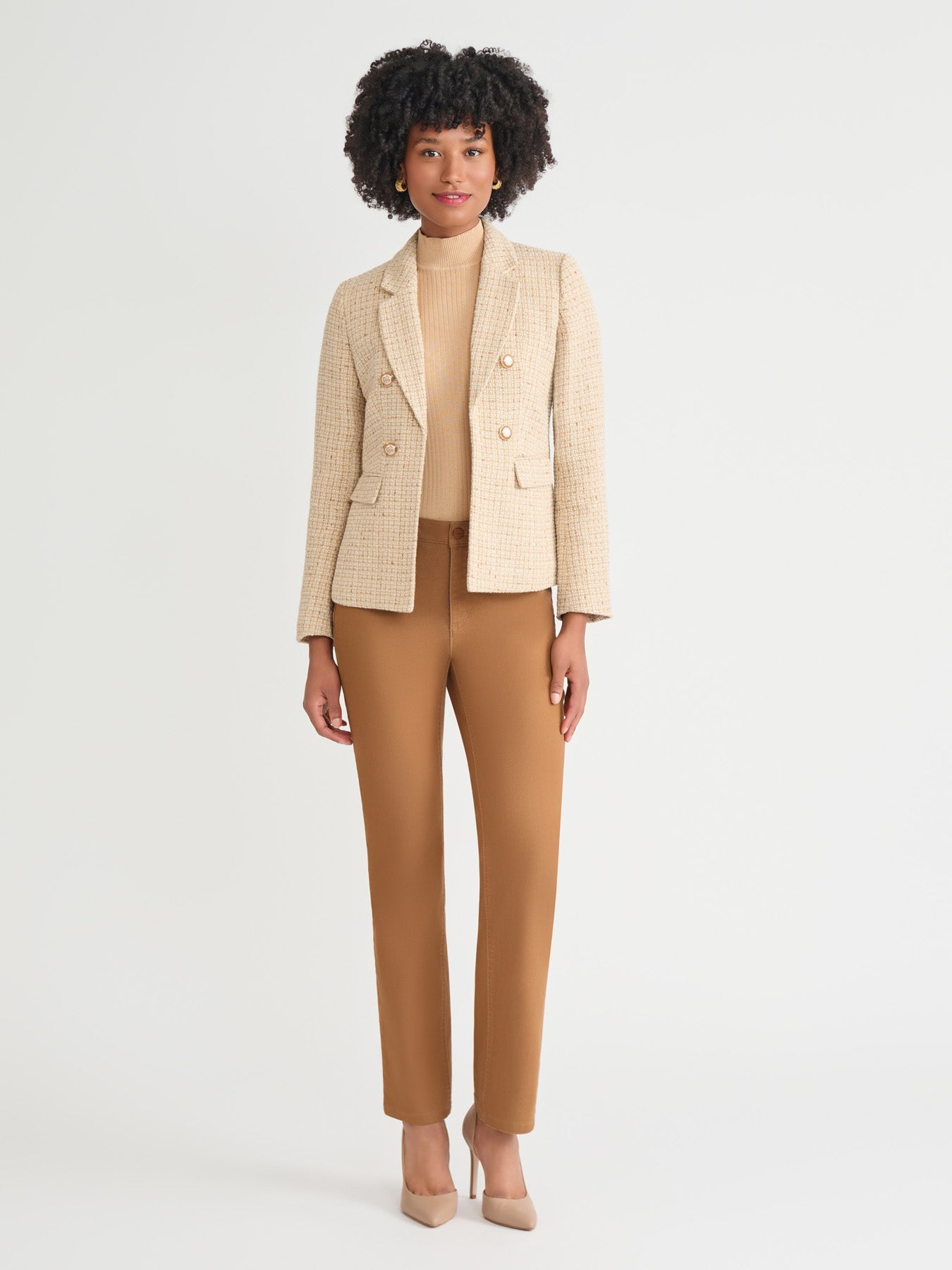 Faux Double Breasted Blazer, Tweed
