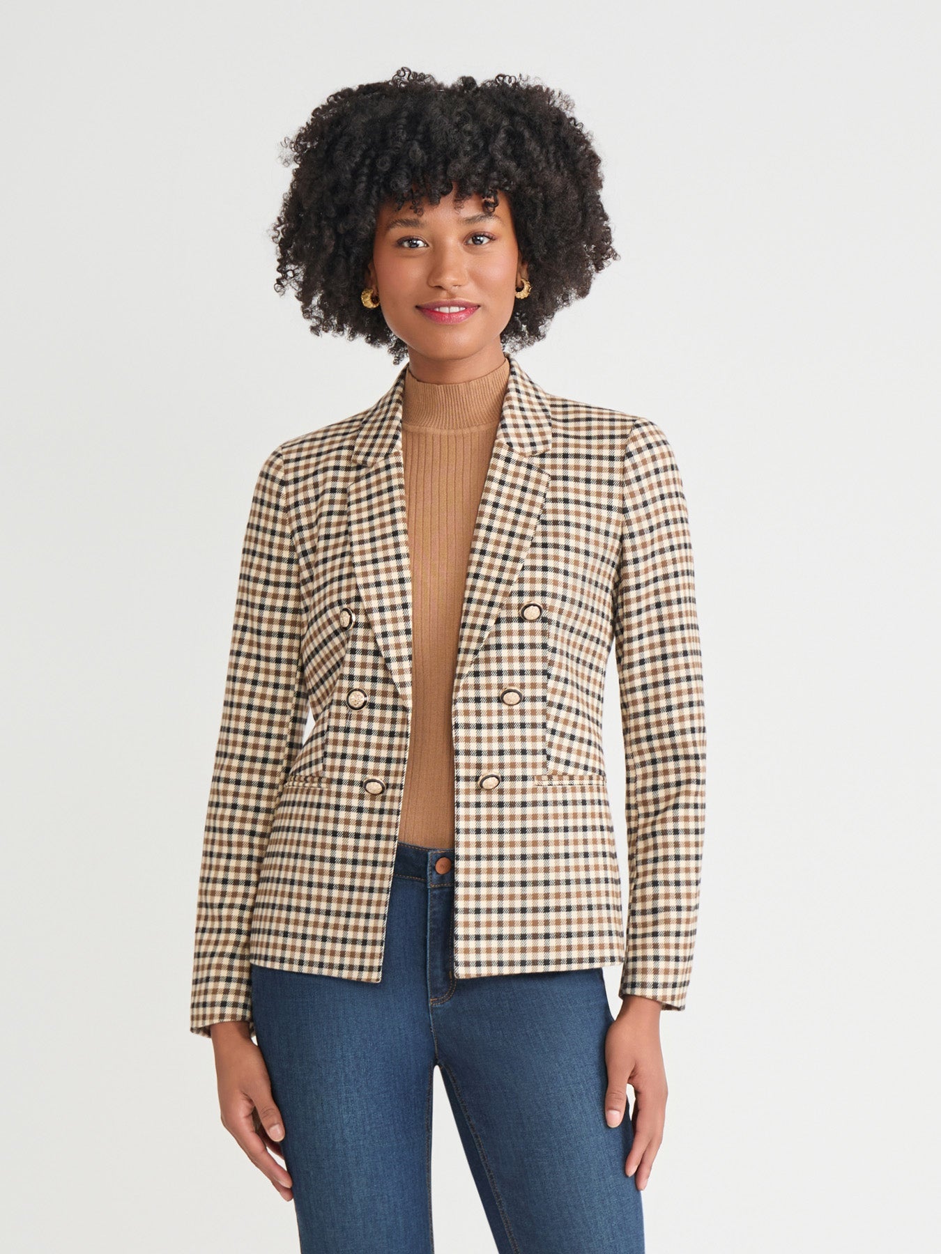 Plus Faux Double Breasted Elbow Patch Blazer