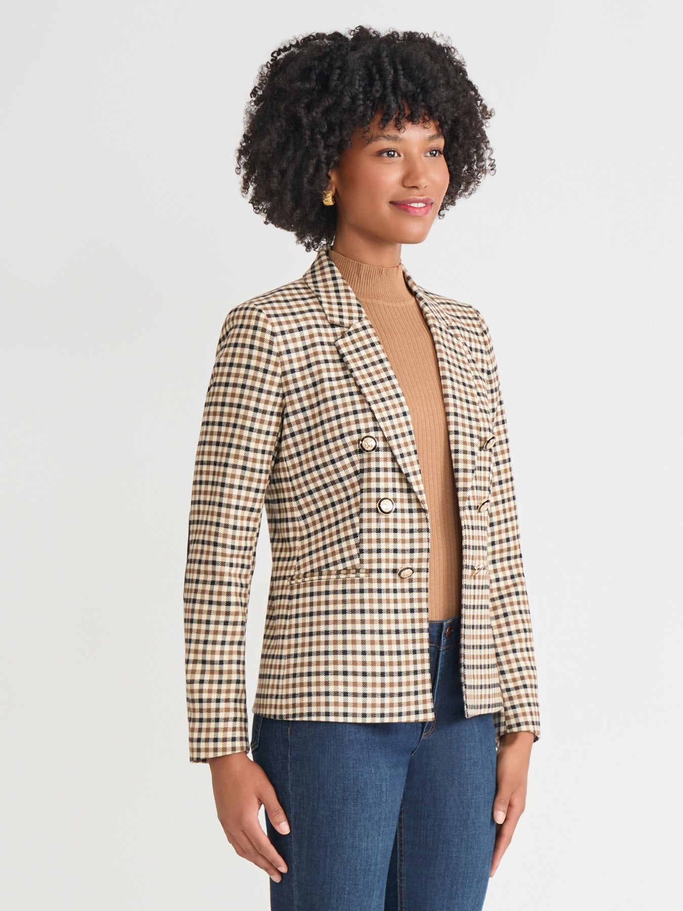 Plus Faux Double Breasted Elbow Patch Blazer