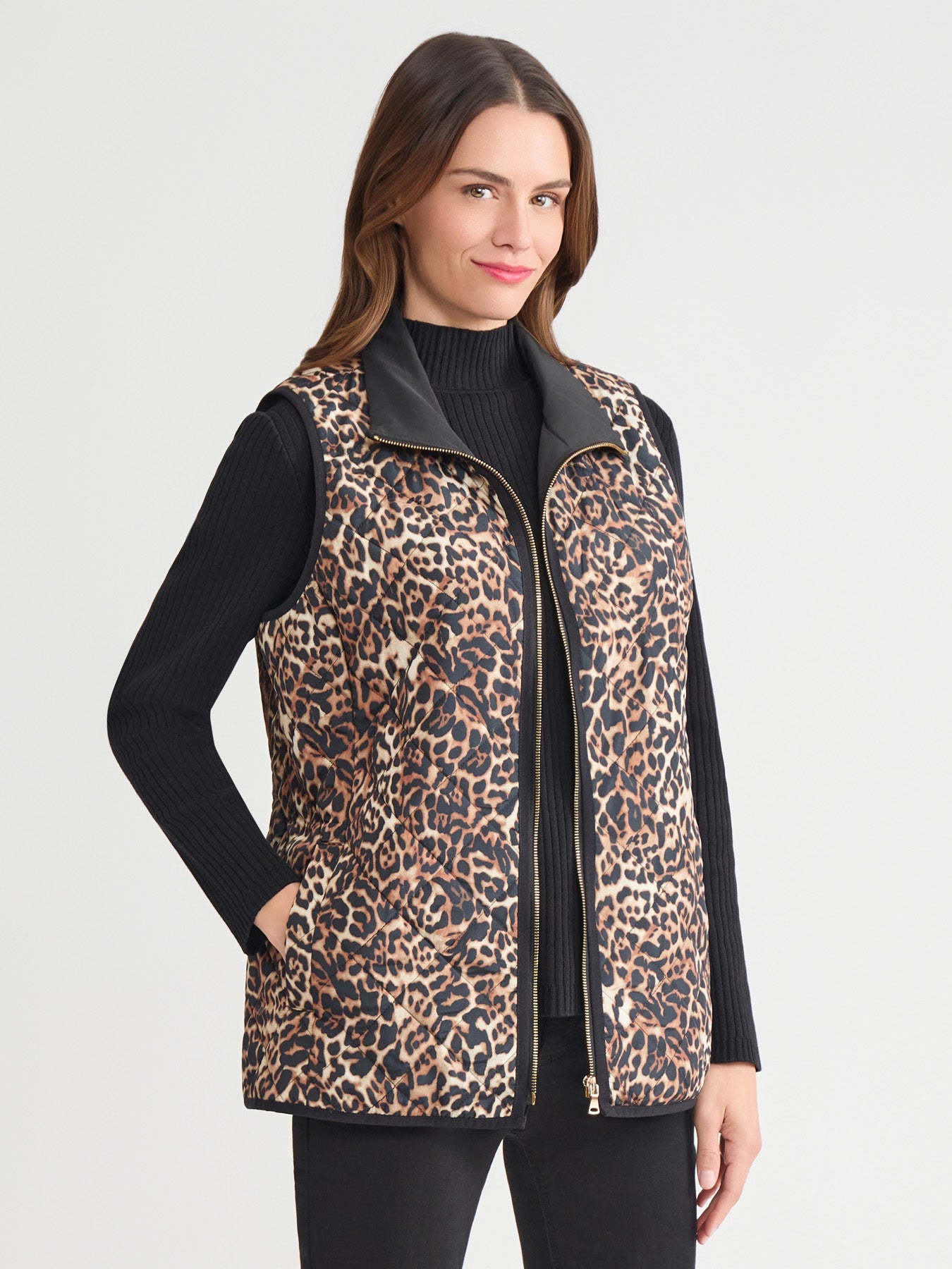 Plus Contrast Piping Quilted Vest