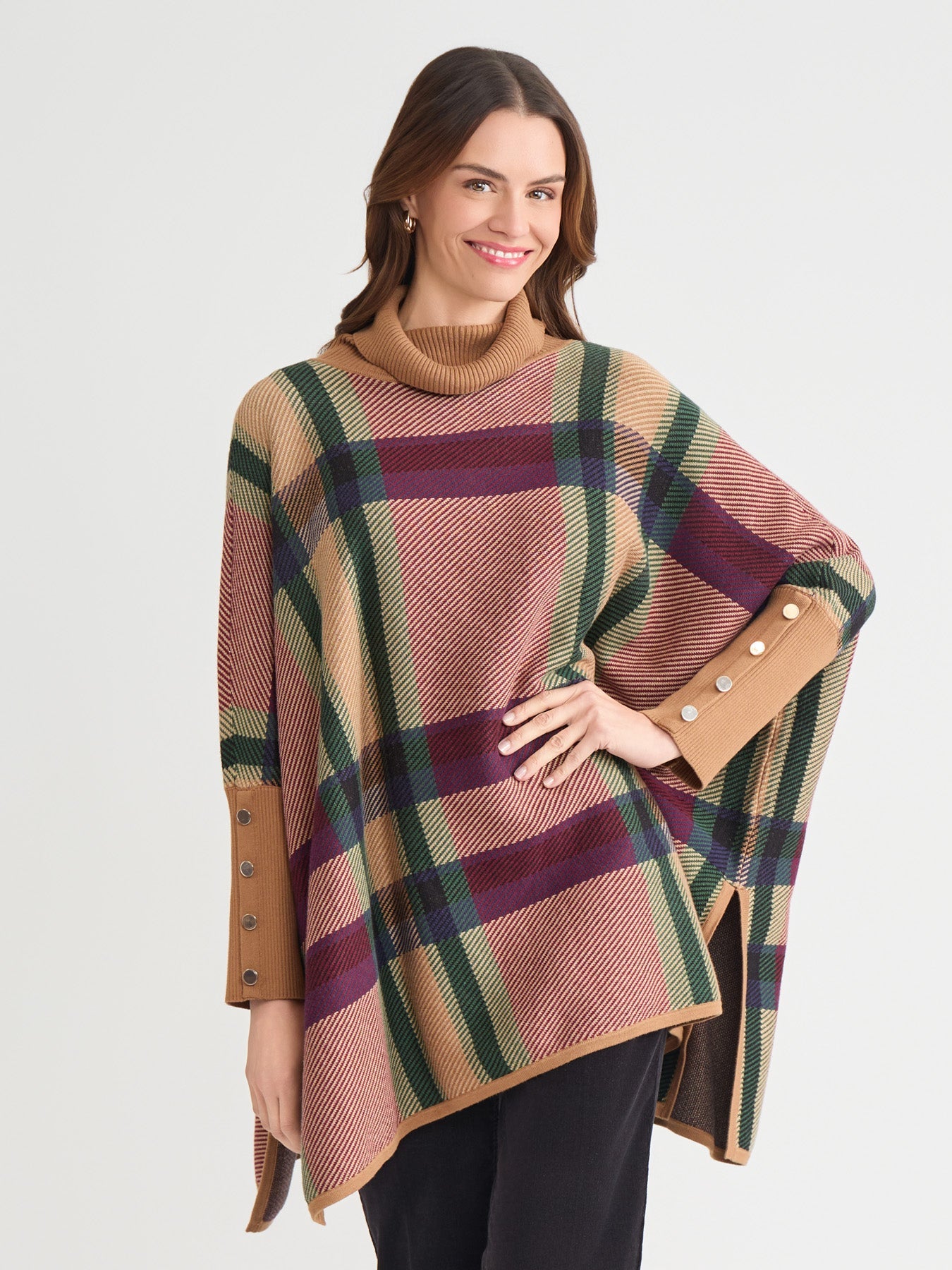 Turtleneck Long Sleeve Poncho Sweater