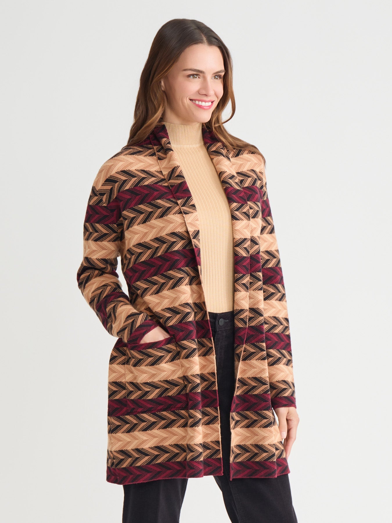 Chevron Belted Cardigan