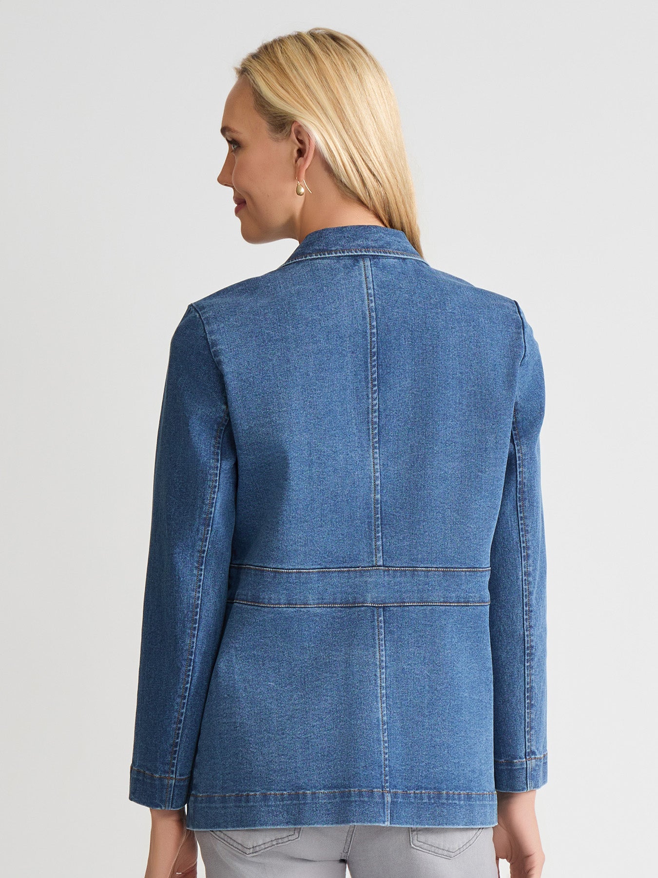 Petite Two Button Denim Blazer, Oasis Wash