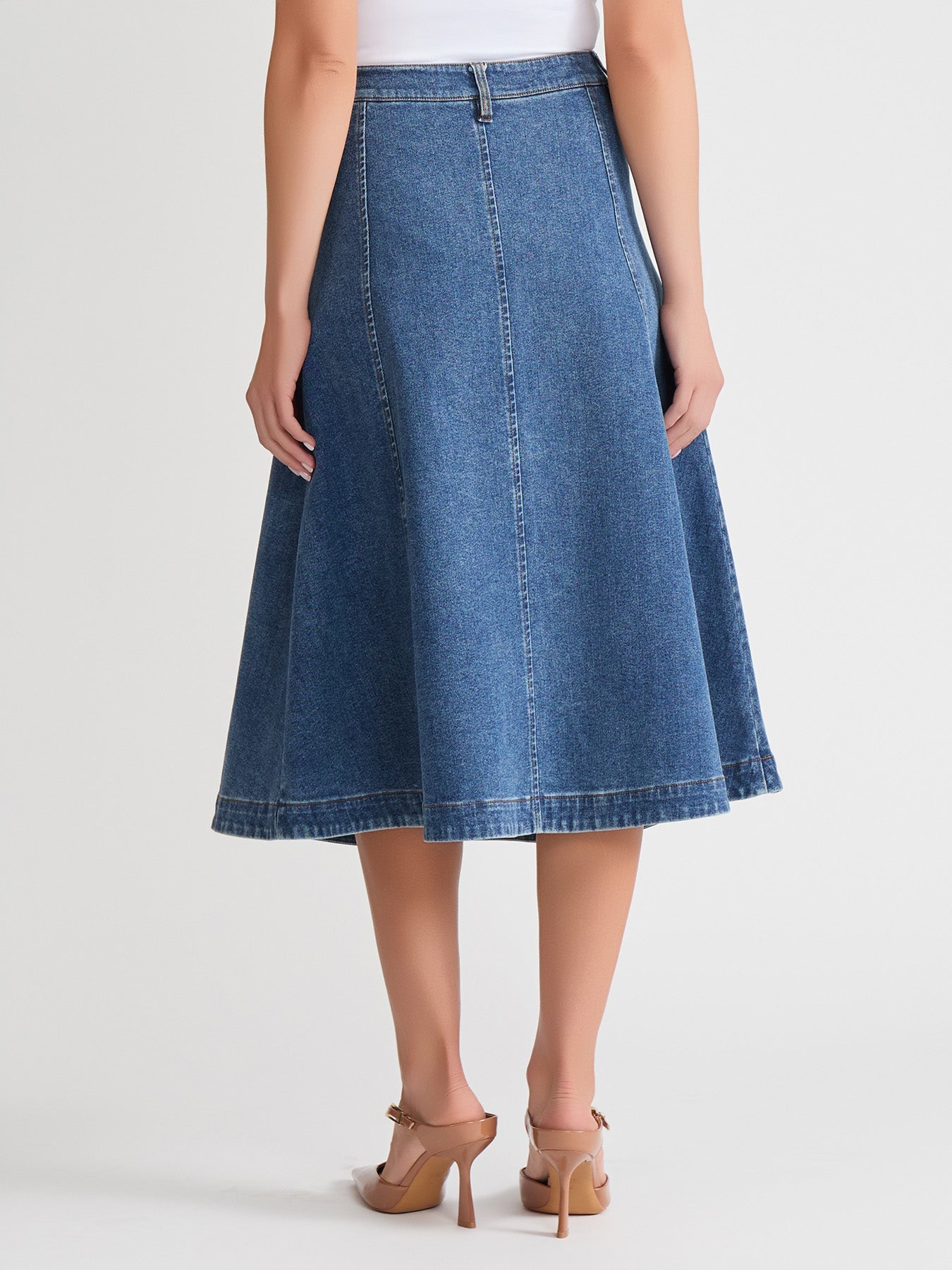 Midi Denim Circle Skirt, Oasis Wash