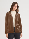 Mock Neck Zip-Front Velour Jacket