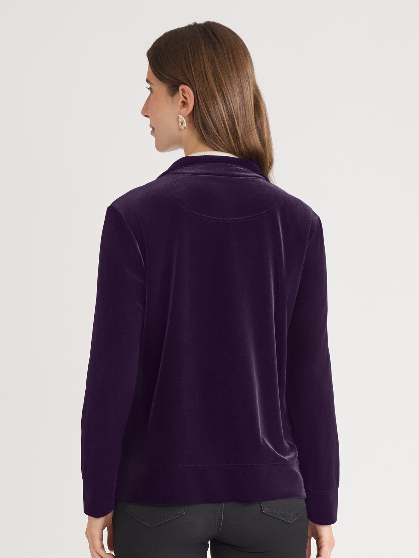 Mock Neck Zip-Front Velour Jacket