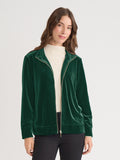 Mock Neck Zip-Front Velour Jacket