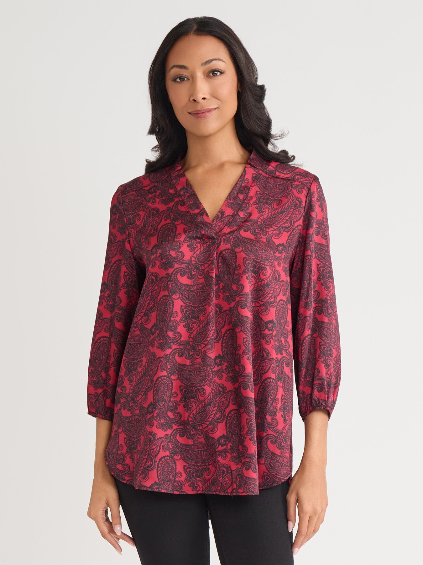 V-Neck Pleated Kelly Blouse