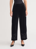 Pull-On Embroidered Velour Pant
