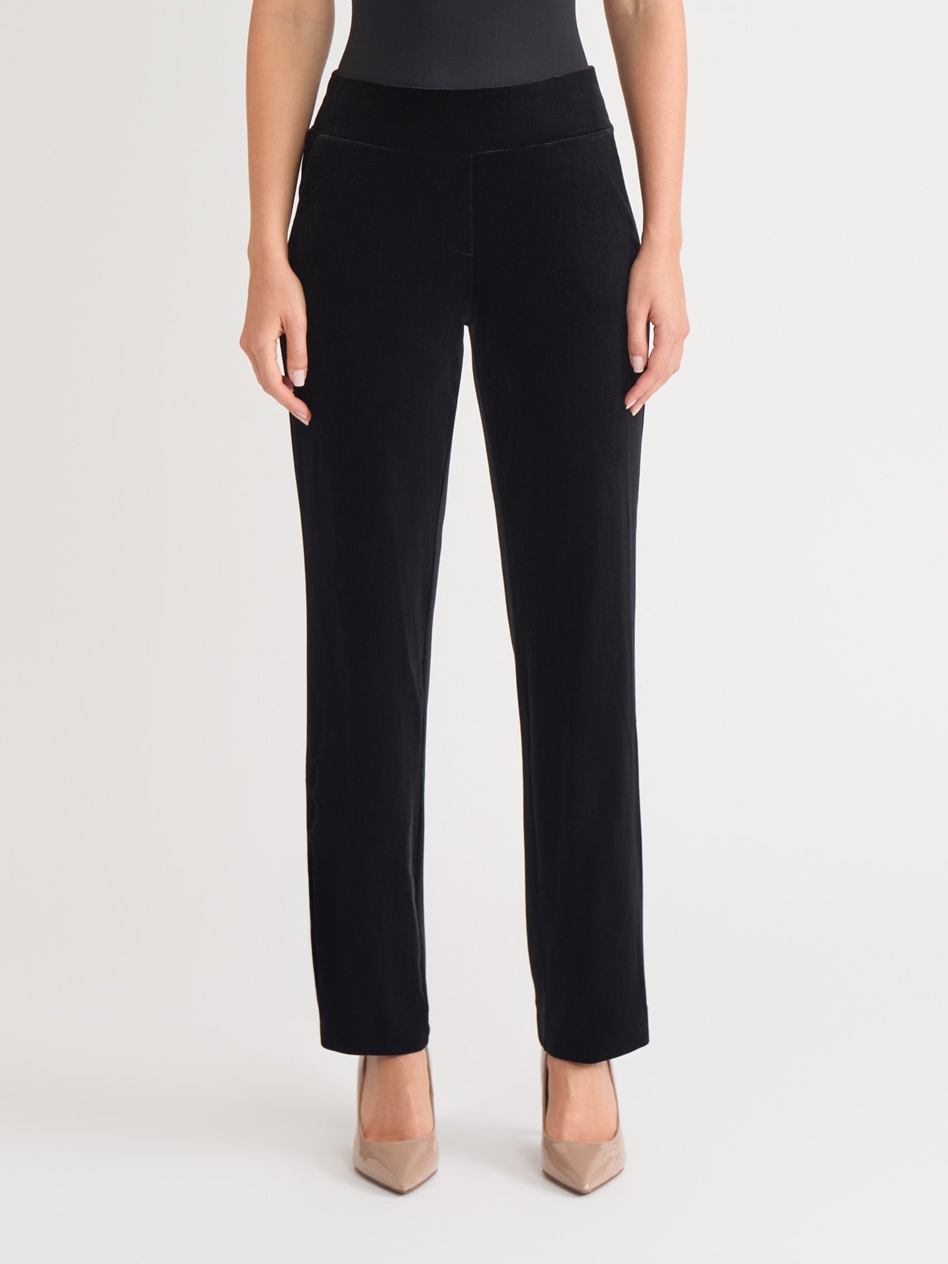 Pull-On Velour Straight Leg Pants