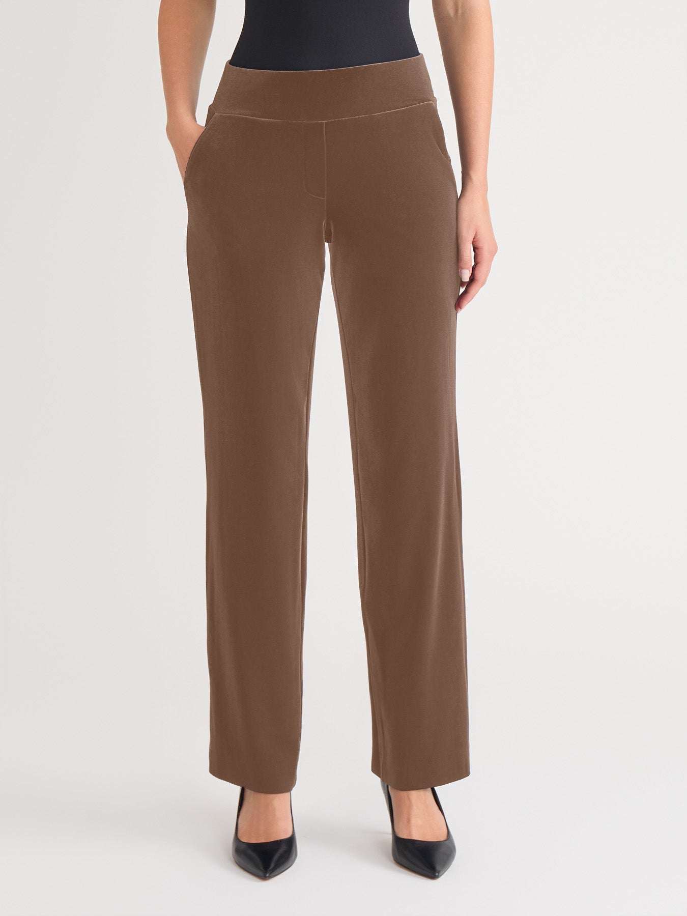 Pull-On Velour Straight Leg Pants