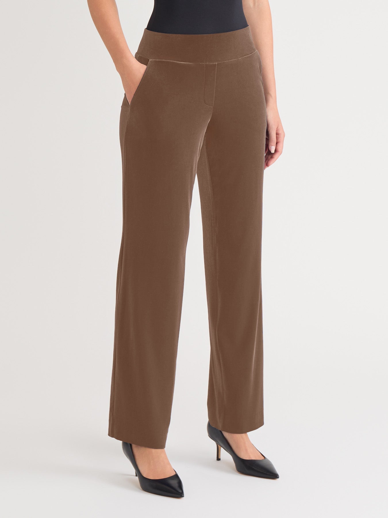 Pull-On Velour Straight Leg Pants