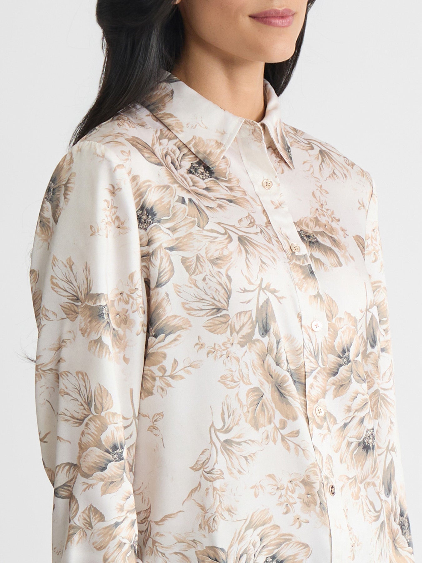 Petite Button Down Blouse, Satin Twill