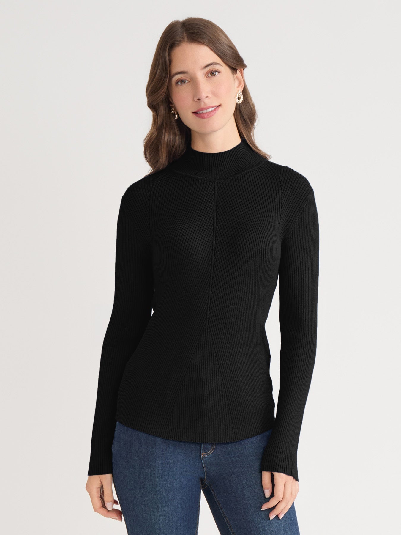 Ribbed Mock Neck Sweater