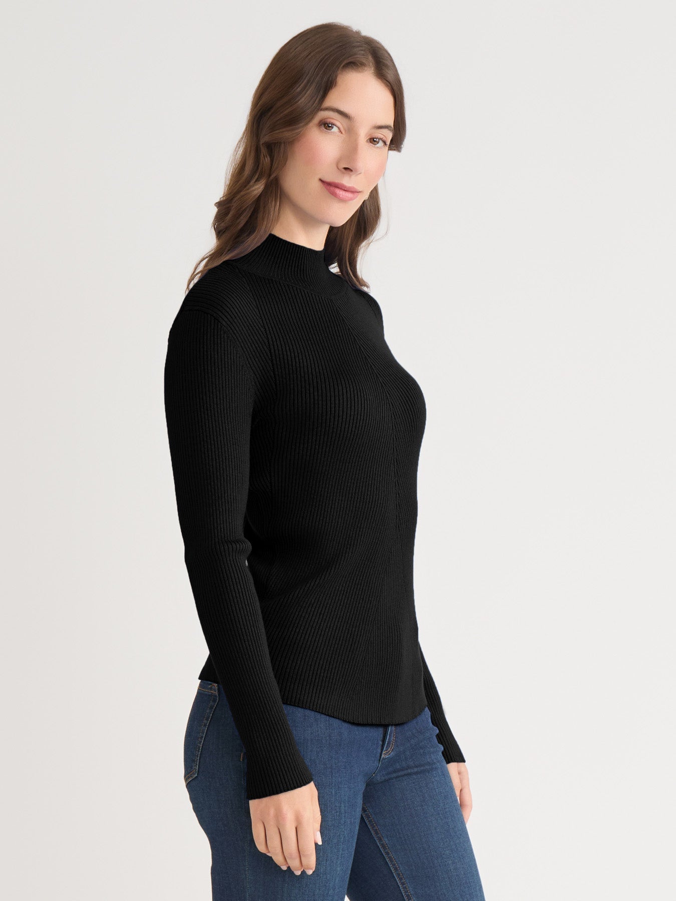 Plus Ribbed Mock Neck Sweater