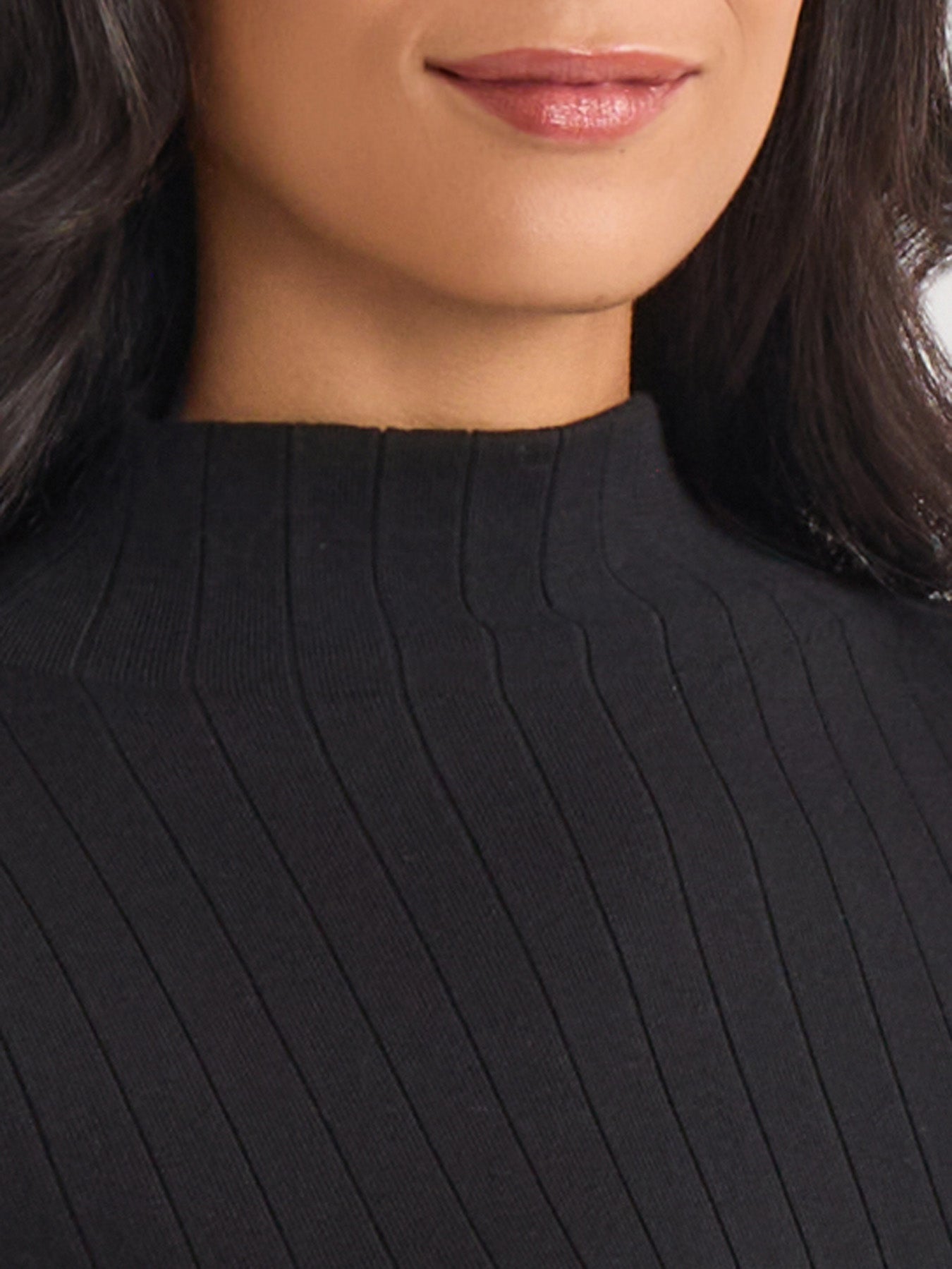 Plus Wide Rib Funnel Neck Top