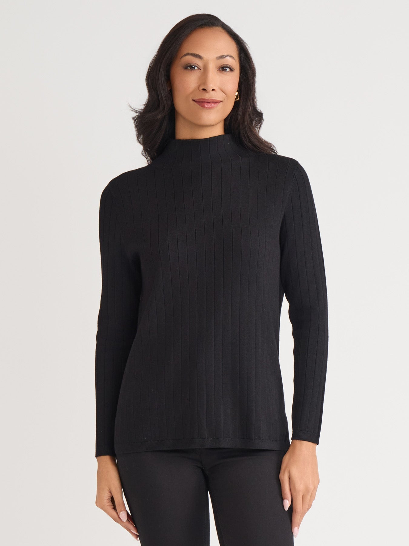 Plus Wide Rib Funnel Neck Top