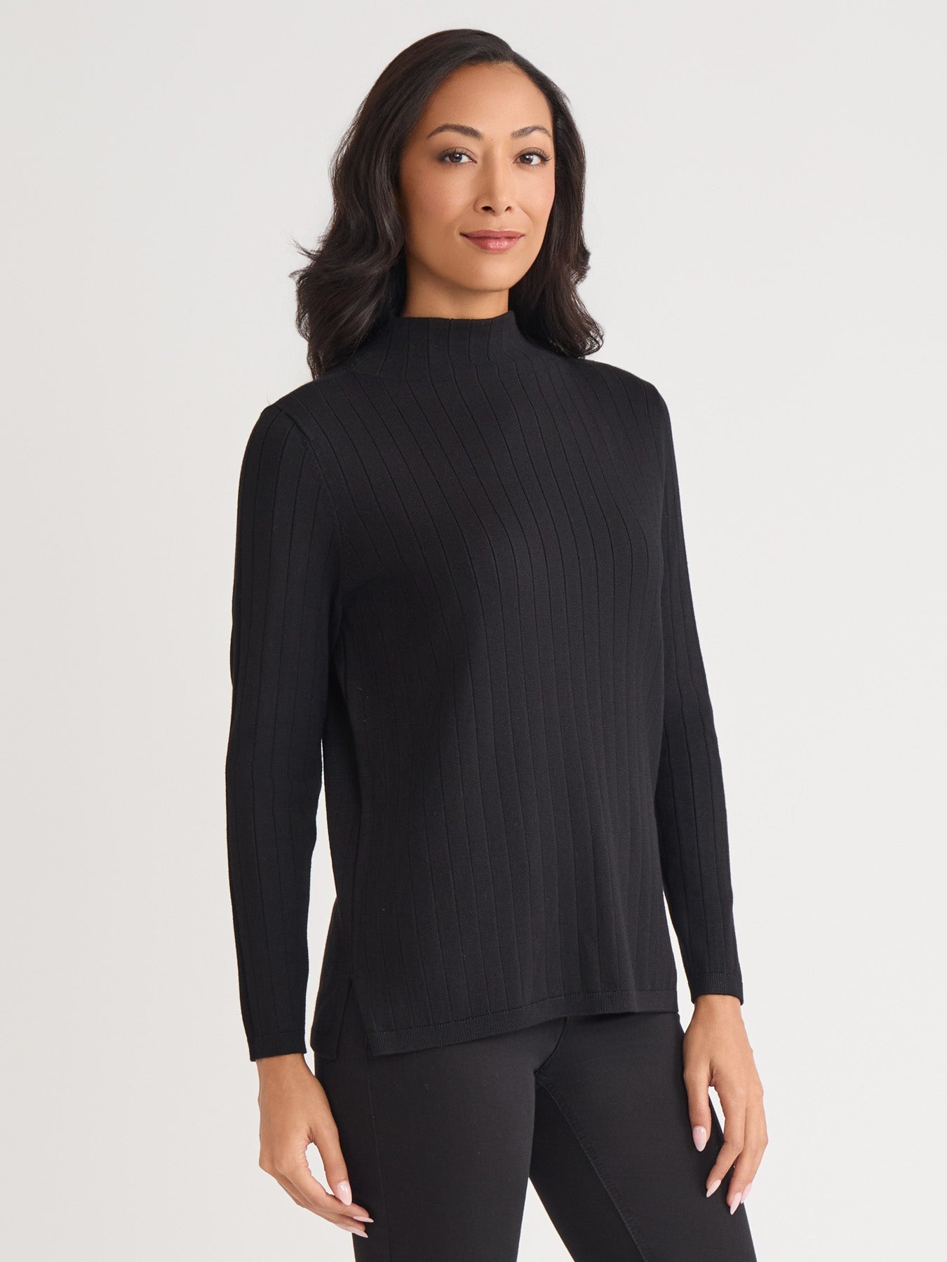 Wide Rib Funnel Neck Top