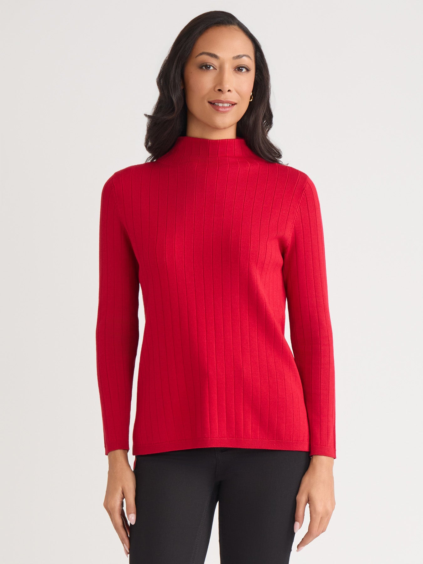 Petite Wide Rib Funnel Neck Top