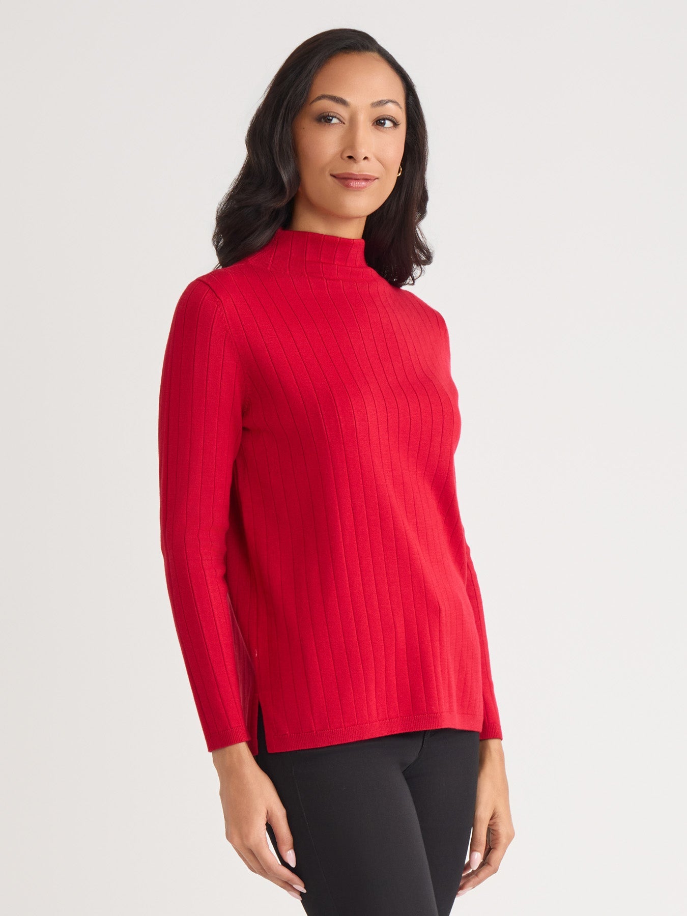 Wide Rib Funnel Neck Top