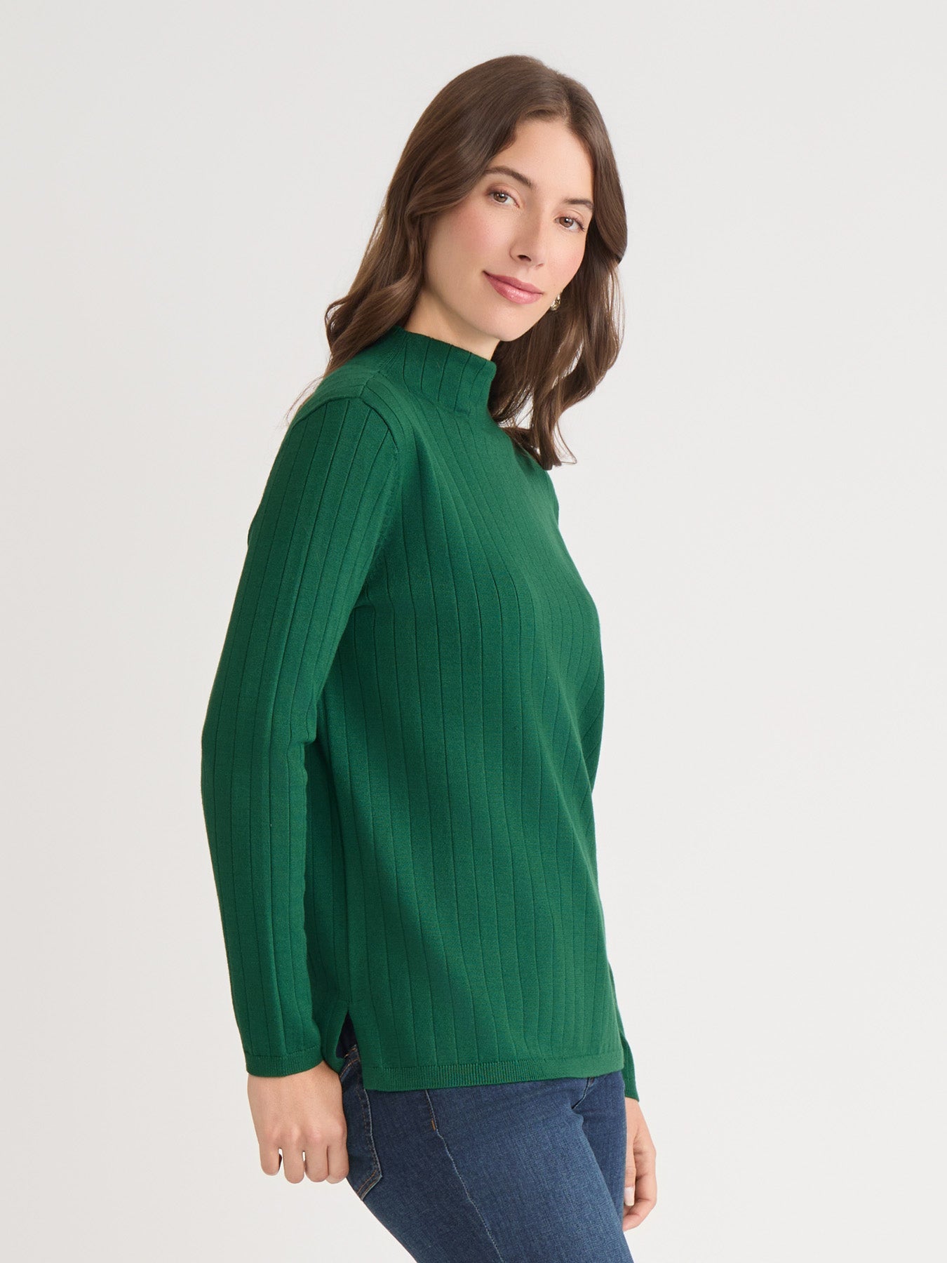 Wide Rib Funnel Neck Top