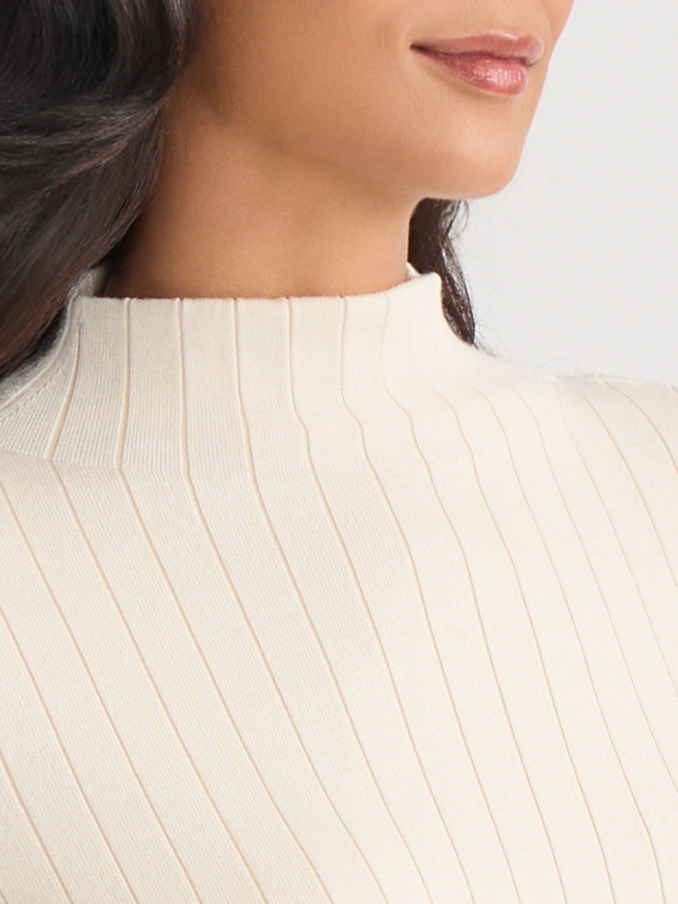 Wide Rib Funnel Neck Top