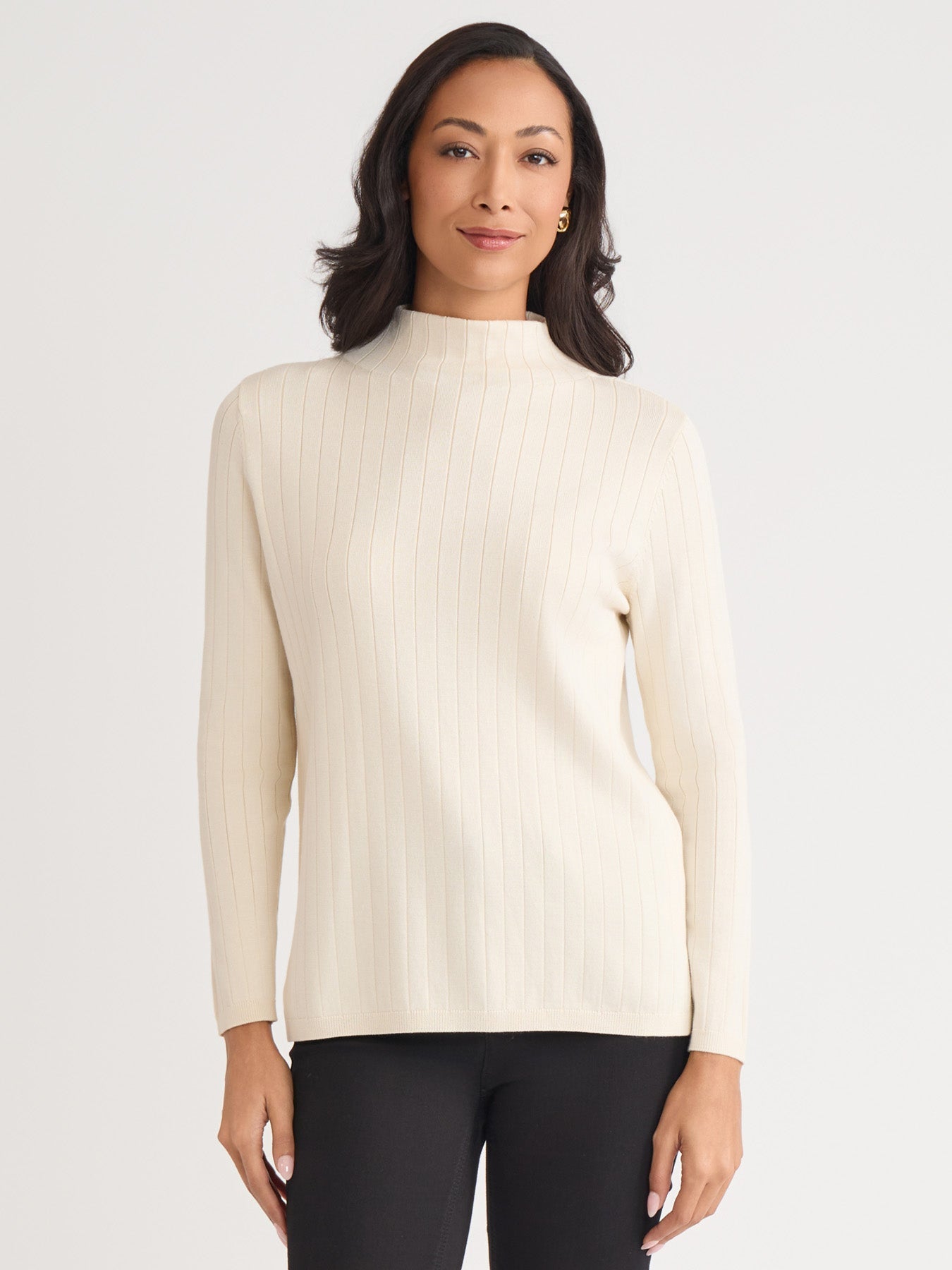Wide Rib Funnel Neck Top