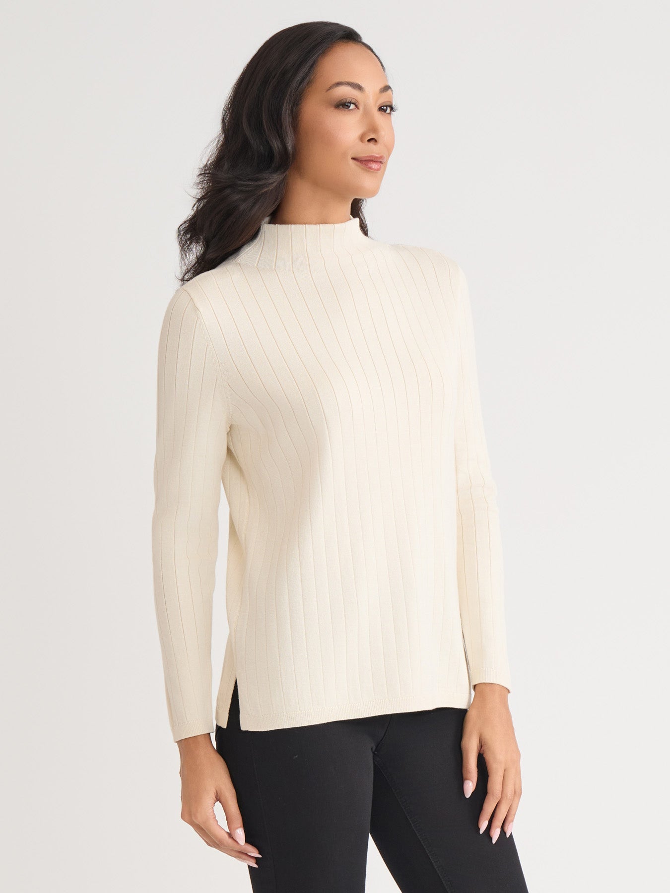 Wide Rib Funnel Neck Top